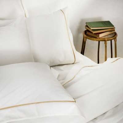 خانه|سرویس ملحفه برند اکوکتان مدل Meva دونفره کرم طلایی