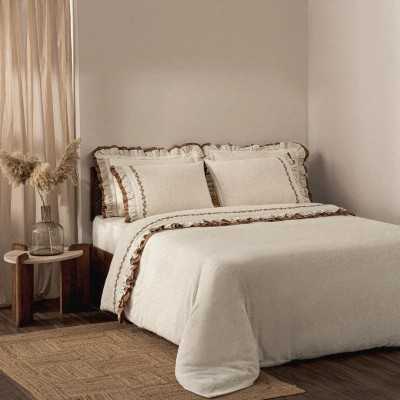 خانه|سرویس ملحفه برند اکوکتان مدل Lavin کینگ سایز بژ طوسی