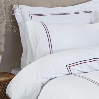 خانه|سرویس ملحفه برند اکوکتان مدل Line دونفره سفید