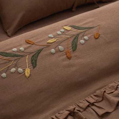 خانه|سرویس ملحفه برند اکوکتان مدل Farah کینگ سایز قهوه ای